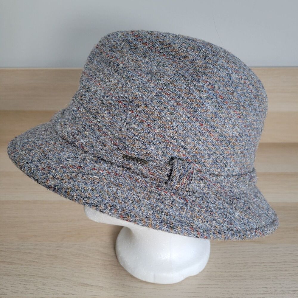 Stetson Fedora Hat Gray 100% British Wool Brooks USA Size Large Walking Cap